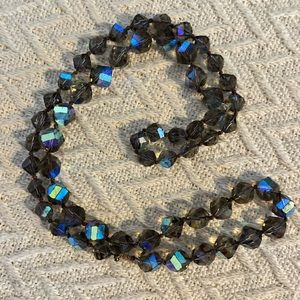 STUNNING VINTAGE ESTATE ART DECO CUT GLASS BEAD NECKLACE Aurora borealis